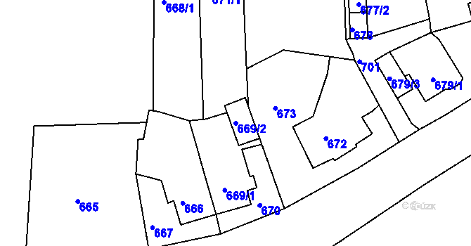 Parcela st. 669/2 v KÚ Bruntál-město, Katastrální mapa