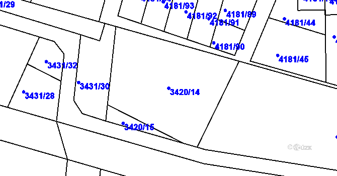 Parcela st. 3420/14 v KÚ Bruntál-město, Katastrální mapa