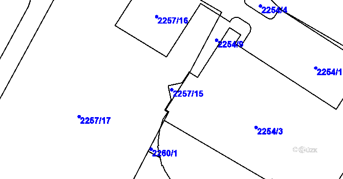 Parcela st. 2257/15 v KÚ Bruntál-město, Katastrální mapa