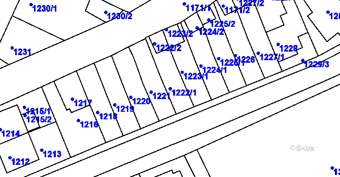 Parcela st. 1222/1 v KÚ Bruntál-město, Katastrální mapa