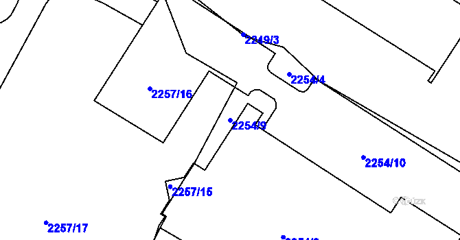 Parcela st. 2254/9 v KÚ Bruntál-město, Katastrální mapa