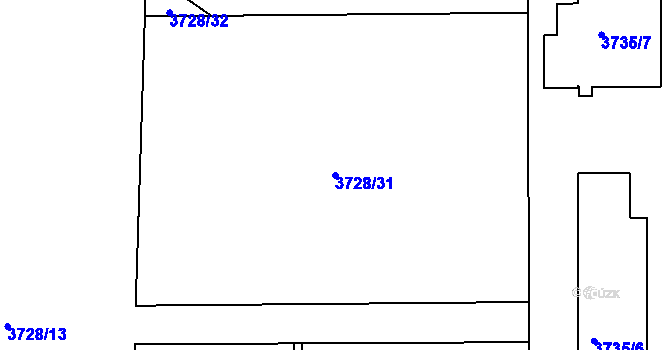 Parcela st. 3728/31 v KÚ Bruntál-město, Katastrální mapa