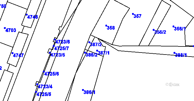 Parcela st. 387/1 v KÚ Bruntál-město, Katastrální mapa