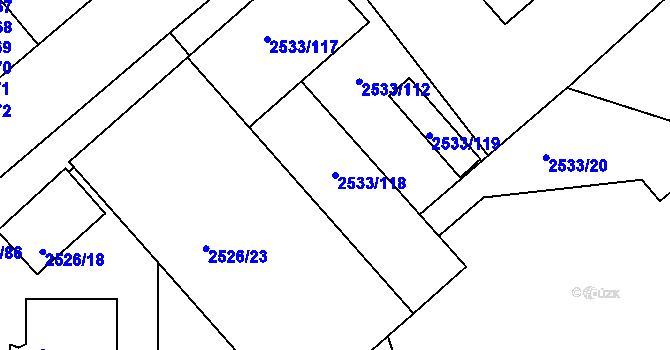 Parcela st. 2533/118 v KÚ Bruntál-město, Katastrální mapa