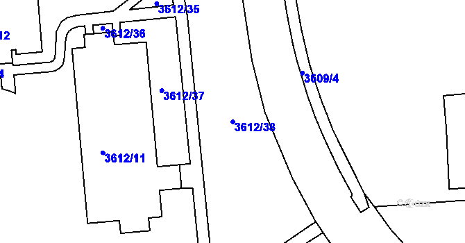 Parcela st. 3612/38 v KÚ Bruntál-město, Katastrální mapa