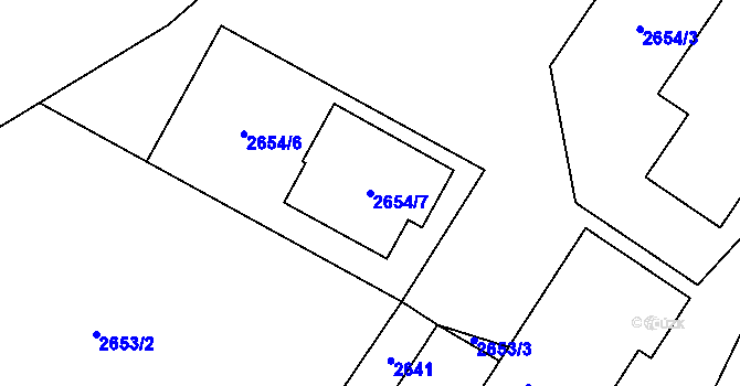 Parcela st. 2654/7 v KÚ Bruntál-město, Katastrální mapa