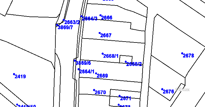 Parcela st. 2668/1 v KÚ Bruntál-město, Katastrální mapa