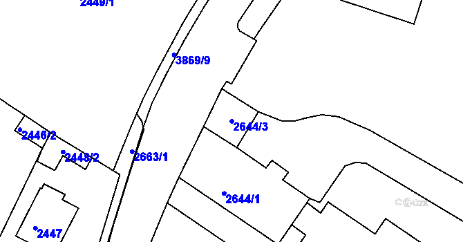 Parcela st. 2644/3 v KÚ Bruntál-město, Katastrální mapa