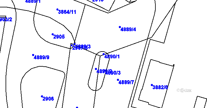 Parcela st. 4890/1 v KÚ Bruntál-město, Katastrální mapa