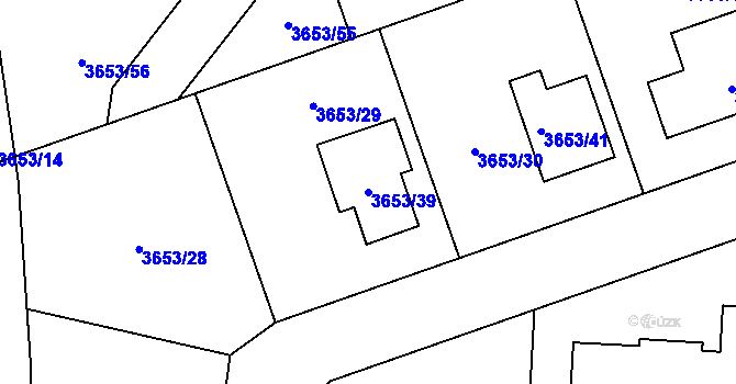 Parcela st. 3653/39 v KÚ Bruntál-město, Katastrální mapa