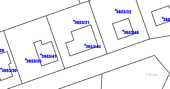 Parcela st. 3653/43 v KÚ Bruntál-město, Katastrální mapa
