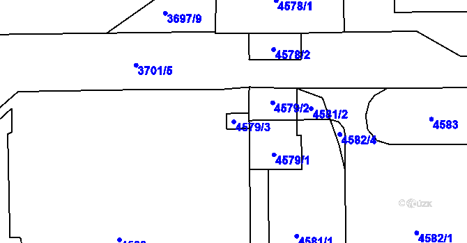 Parcela st. 4579/3 v KÚ Bruntál-město, Katastrální mapa