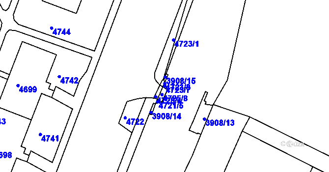 Parcela st. 4723/7 v KÚ Bruntál-město, Katastrální mapa