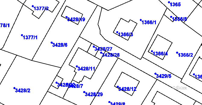 Parcela st. 3428/28 v KÚ Bruntál-město, Katastrální mapa