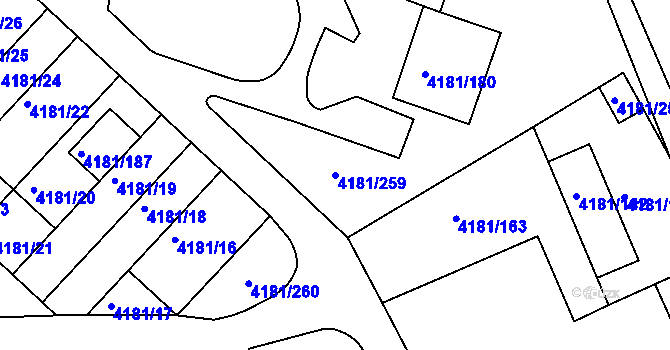 Parcela st. 4181/259 v KÚ Bruntál-město, Katastrální mapa