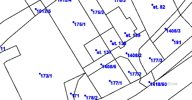Parcela st. 137 v KÚ Oborná, Katastrální mapa
