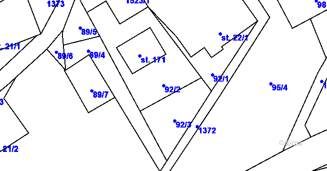 Parcela st. 92/2 v KÚ Oborná, Katastrální mapa