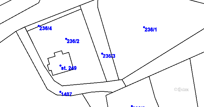 Parcela st. 236/3 v KÚ Oborná, Katastrální mapa