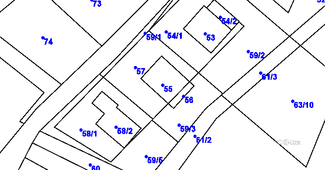 Parcela st. 55 v KÚ Slezský Kočov, Katastrální mapa