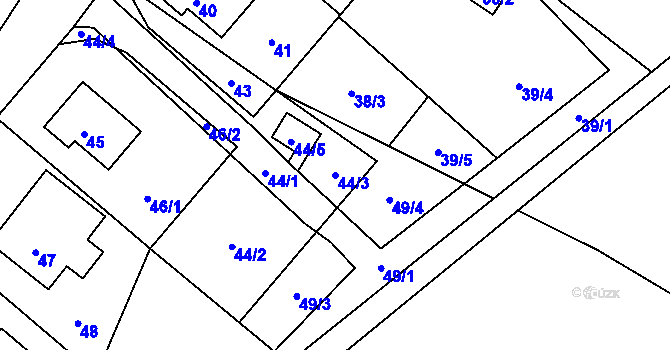 Parcela st. 44/3 v KÚ Slezský Kočov, Katastrální mapa