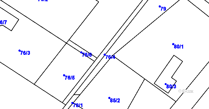 Parcela st. 76/4 v KÚ Slezský Kočov, Katastrální mapa