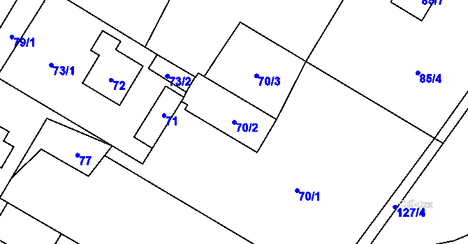 Parcela st. 70/2 v KÚ Moravský Kočov, Katastrální mapa