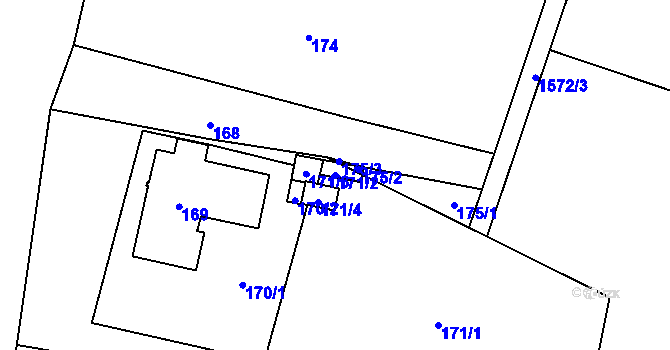 Parcela st. 171/2 v KÚ Moravský Kočov, Katastrální mapa