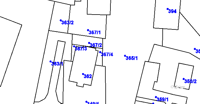 Parcela st. 367/4 v KÚ Moravský Kočov, Katastrální mapa