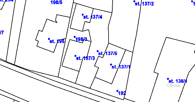 Parcela st. 137/5 v KÚ Staré Město u Bruntálu, Katastrální mapa