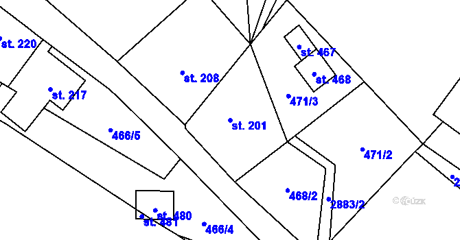 Parcela st. 201 v KÚ Staré Město u Bruntálu, Katastrální mapa