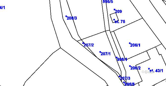 Parcela st. 207/2 v KÚ Malá Véska, Katastrální mapa
