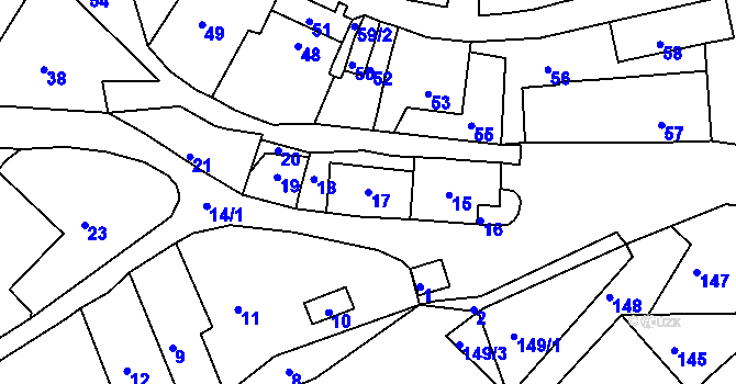 Parcela st. 17 v KÚ Brusná, Katastrální mapa