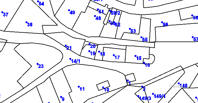 Parcela st. 18 v KÚ Brusná, Katastrální mapa