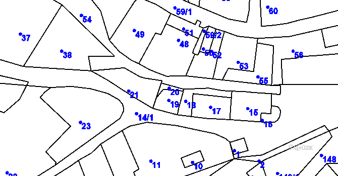Parcela st. 20 v KÚ Brusná, Katastrální mapa