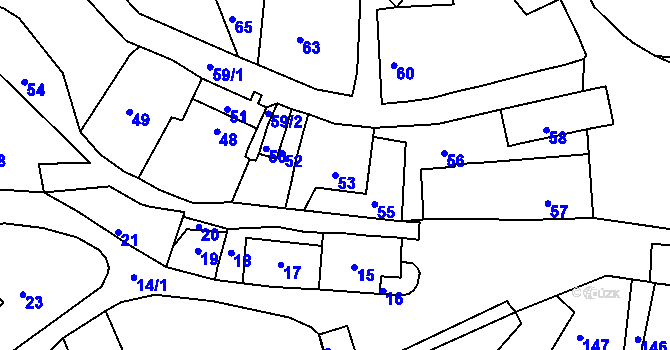 Parcela st. 53 v KÚ Brusná, Katastrální mapa