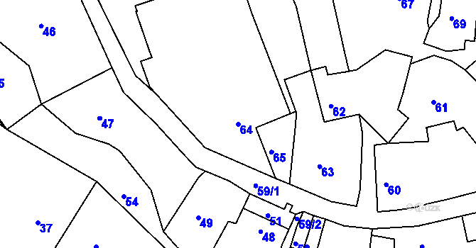 Parcela st. 64 v KÚ Brusná, Katastrální mapa