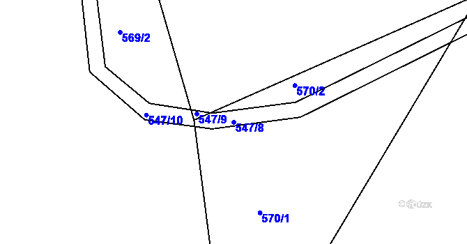 Parcela st. 547/8 v KÚ Brusná, Katastrální mapa