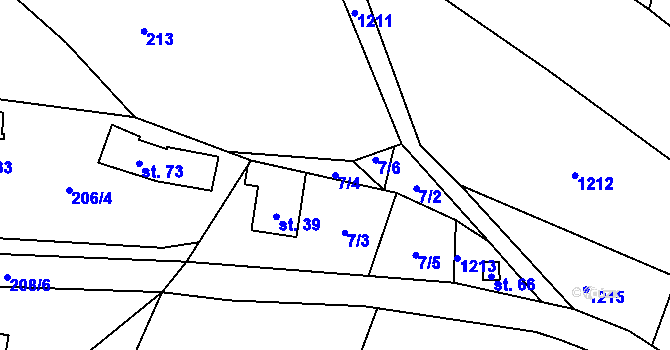 Parcela st. 7/4 v KÚ Veselí u Lomnice, Katastrální mapa