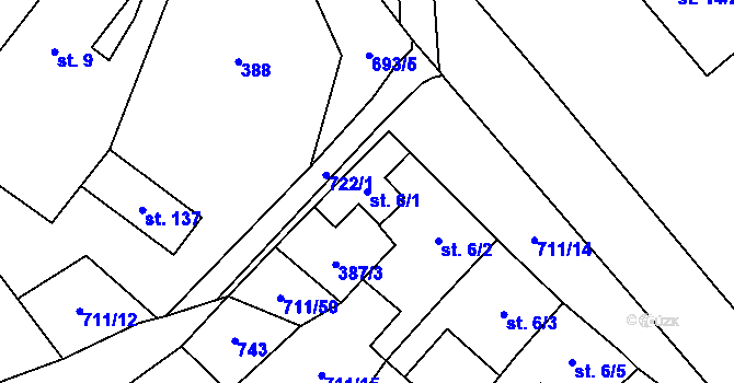 Parcela st. 6/1 v KÚ Brusné, Katastrální mapa