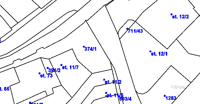 Parcela st. 11/1 v KÚ Brusné, Katastrální mapa
