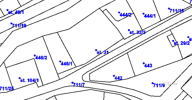 Parcela st. 31 v KÚ Brusné, Katastrální mapa