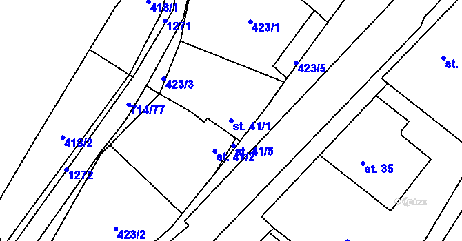 Parcela st. 41/1 v KÚ Brusné, Katastrální mapa