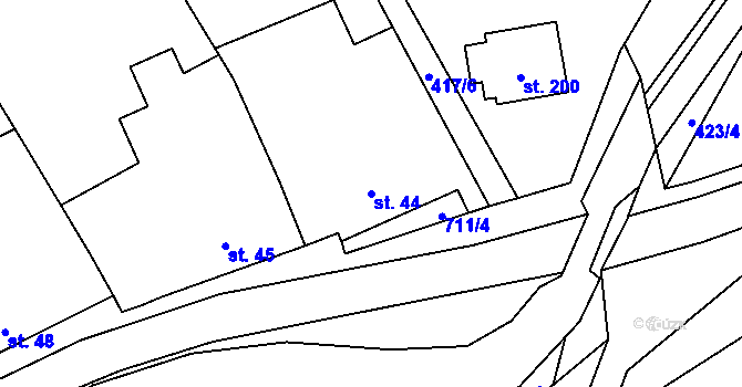 Parcela st. 44 v KÚ Brusné, Katastrální mapa