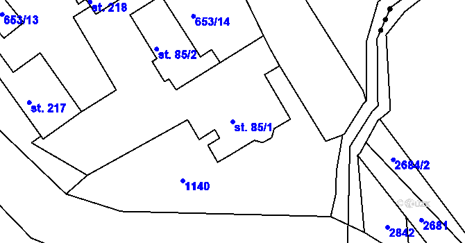 Parcela st. 85/1 v KÚ Brusné, Katastrální mapa