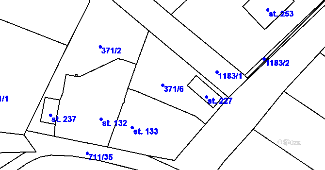 Parcela st. 371/6 v KÚ Brusné, Katastrální mapa