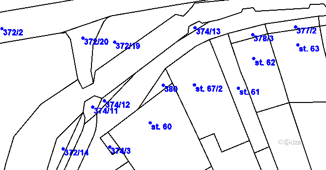 Parcela st. 380 v KÚ Brusné, Katastrální mapa