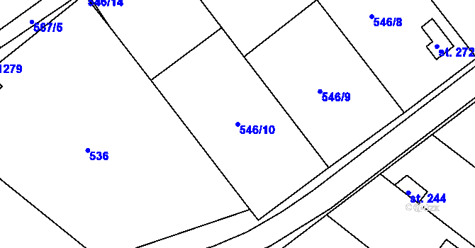 Parcela st. 546/10 v KÚ Brusné, Katastrální mapa