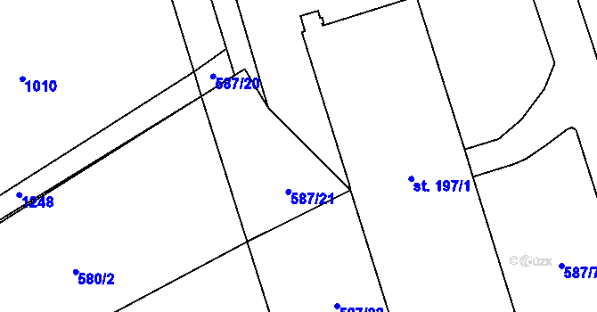 Parcela st. 587/17 v KÚ Brusné, Katastrální mapa