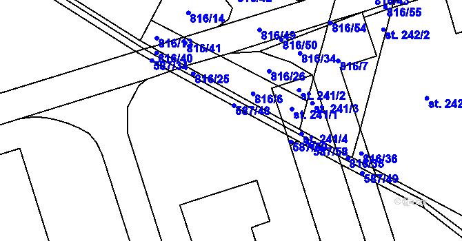 Parcela st. 587/47 v KÚ Brusné, Katastrální mapa