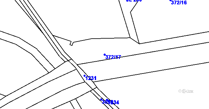 Parcela st. 372/17 v KÚ Brusné, Katastrální mapa
